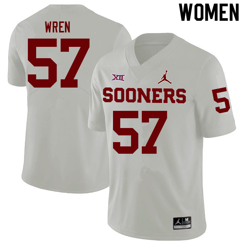 Women #57 Maureese Wren Oklahoma Sooners College Football Jerseys Sale-White - Click Image to Close